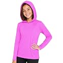 Shirts for Girls Long Sleeve Crew Neck Top, Hoodie or 3/4 Sleeve Soft Stretch Kids Lightweight Size 2-16