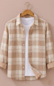 SHIRTZONE Men Checkered Casual Beige Shirt