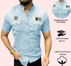 SHIRTZONE Men Solid Casual Light Blue Shirt