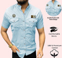 SHIRTZONE Men Solid Casual Light Blue Shirt