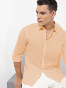 SHIRTZONE Men Solid Casual Orange Shirt