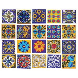 shiv kripa blue art pottery classic decorative interior flooring wall ceramic 2 x 2 inch tiles pack of 20 tiles