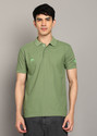 Shiv Naresh Solid Men Polo Neck Green