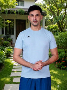 Shiv Naresh Solid Men Round Neck Grey