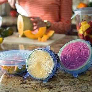 silicone stretch lids multi size reusable silicone lids food and bowl covers dishwasher and freezer safe color may vary pack of 6 pcs 10x10x2 cm