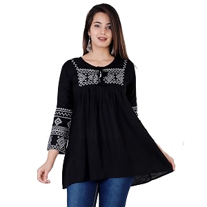 Avayayat Short Kurti for Women Embroidered
