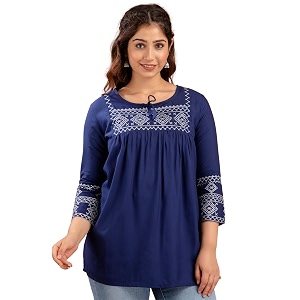 Avayayat Short Kurti for Women Embroidered