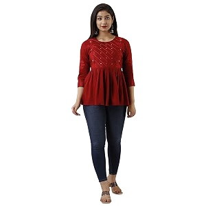 Shiva FAB Womens Rayon Embroidered Regular Fit