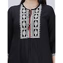 Women39s Rayon Regular Kurti Small Black Front