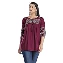 Avayayat Women39s Rayon Embroidered Regular Fit Top