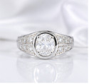 shivam jewellers 925 Sterling Silver Oval CZ Stone Ring for Men | Premium Silver Finish Sterling Silver Cubic Zirconia Ring