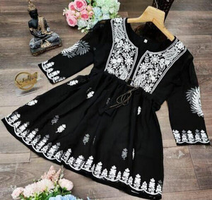 Shivcreatione Women Fit and Flare Black Above
