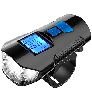 shivexim 3 in1 rechargeable abs led bicycle fronthead light with usb with speedometer odometer and is waterproof suitable for all mountain and road bicycle and bikes black