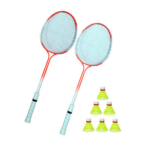 shivgan double power badminton racquet set of 2 piece with 6 piece nylon shuttle badminton kit badminton kit