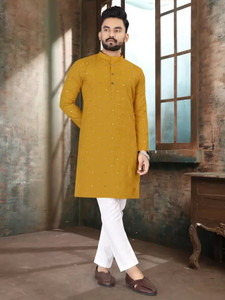 shivgarment men cotton blend kurta pant set