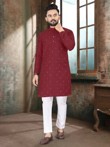 shivgarment men cotton blend kurta pant set