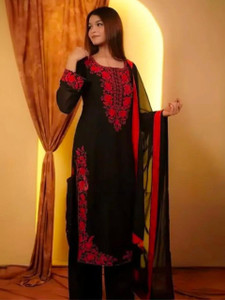 SHIVU Embroidered Kurta Palazzo Dupatta Set