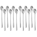 Shiyon Set of 12 Long Handle Spoons, Food Grade Stainless Steel, Long Handle Spoon for Ice Cream, iced Coffee, iced Tea, Milkshake, Tea and Other Desserts - Size - 20 Cm