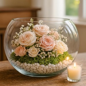 clear glass fish bowl vase for home decor floating flowers water resistant fish pot 8 inch transparent medium