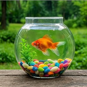 crystal clear glass fish or terrarium round bowl 8 inches