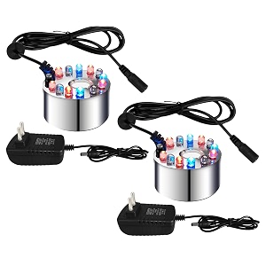 shockley mist maker 12 led mister fogger water fountain pond fog machine atomizer air humidifier indoor fountain mister foggers perfect for halloween christmas fogmist maker - 2 piece