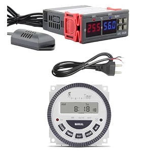 shockley stc-3028 dual led digital thermoregulator thermometer hygrometer  digital programmable electronic timer switch 230v ac tm619h-2 30a 18 programs digital timer clock