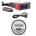 Shockley STC-3028 Dual LED Digital Thermoregulator Thermometer Hygrometer + Digital Programmable Electronic Timer Switch 230V AC TM619H-2, 30A, 18 Programs Digital Timer Clock