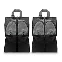 Shoe Bags For Travel, Used As For Storage or Shoe Travel Bag, Space Saving When Travelling With This Travel Shoe Bags For Packing, Featuring Waterproof Nylon Sneaker Bag (Black, 2 Pack, Medium)