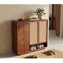 Shoe Cabinet with Cane Detailing Mango Wood