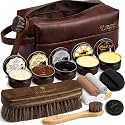 Shoe Care Kit – 16-in-1 Leather Shoe Polish, Cleaning & Conditioning Kit with Saddle Soap & Mink Oil – Black/Brown/Neutral Shoe Polish, 3 Horsehair Brushes – Premium Storage Bag – Gift for Men & Women