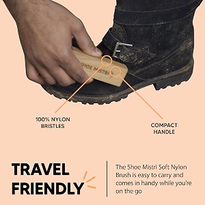 shoe mistri instant shoe shine leather shoes polish and nylon shoe brush combo  best for cleaning shining amp buffing boots