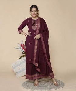 shoecom Women Kurti Palazzo Dupatta Set
