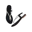 Shoetopia Womens Embellished T-Strap Flats Crystal