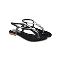 Shoetopia Womens Embellished T-Strap Flats Crystal