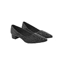 Shoetopia Women's Low Block Heel Pumps – Elegant Pointed Toe Slip-On Dress in Textured Finish – Comfortable Office &amp; Formal Footwear