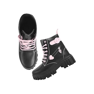 Shoetopia Women Girls Lace-Up Boots