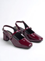 SHOETOPIA Women Heels Sandal Burgundy 8