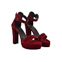 Shoetopia Womens Velvet Block Heel Sandals 