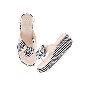 Shoetopia Womens Wedge Flip Flops with Bow