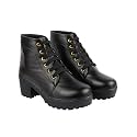 Shoetopia WomensGirls Platform Heeled Classic Solid Boots