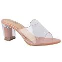 Shoetopia WomensGirls Transparent Solid Block Heels