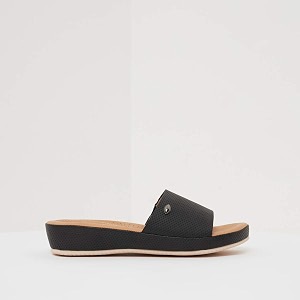 shoexpress Womens Textured Slip-on Sandals with Platform
