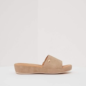 shoexpress Womens Textured Slip-on Sandals with Platform