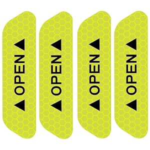 shop360 car door reflective open sign fluorescent warning sticker night decal anti-collision mark n66 high risk safety4  pieces universal auto amp conspicuity nylon fabric vinyl striplemon green