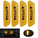 Shop360 Car Door Reflective Open Sign Fluorescent Warning Sticker Night Decal Anti-Collision Mark N66 high risk Safety( 4 – Pieces), Universal Auto &amp; Conspicuity nylon fabric Vinyl Strips( Rich Yellow)