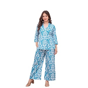 Womens Pure Cotton Co-Ord Set Three-Quarter