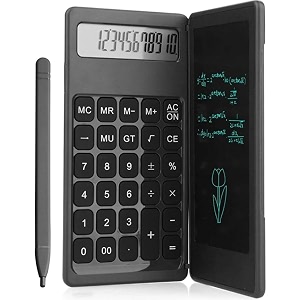smart calci  2-in-1 folding calculator amp writing tablet pad combo  12 digit pocket calci foldable design with notepad  small size  2 in 1 writing tablet calculator