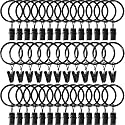 SHOPEE 40 PCS Curtain Backdrop Ring with Clips, Drapery Clips with Rings, Hangers Drapes Rings 1.26 Inch Interior Diameter, Fits up to 1 Inch Curtain Rod,Black