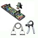 15 in 1 Pushup Board for Men & Women - Foldable Push-up Board and Push up bar System (Pushu Up Board, Hand Grip Strengthener and Resistance Band) Multicolor