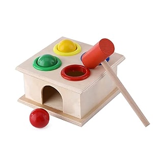 wooden hammer ball knock pounding bench with box case fine motor and dexterity skills early educational toy set for kids 3 years hammer ball